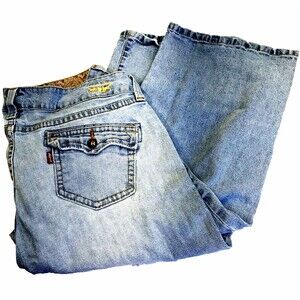 Levi's 504 Slouch Jeans Capri High Waist 20 Blue Light Wide Leg Women Hippie Y2K